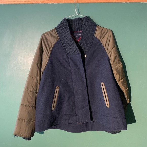 Tommy Hilfiger Other - Tommy Hilfiger Mens Large Wool Puffer Sleeve Fall Jacket Navy Blue Bomber